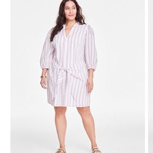 Chic Striped V-Neck Dress Cover-Up